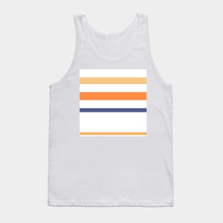 A neat miscellany of Twilight, White, Sandy, Pale Orange and Royal Orange stripes. Tank Top